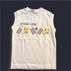 VINTAGE Kids Sleeveless White Top with Colorful Arrows